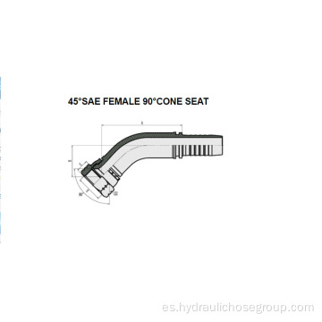 Asiento cónico de 90 ° hembra 45 ° SAE 27841